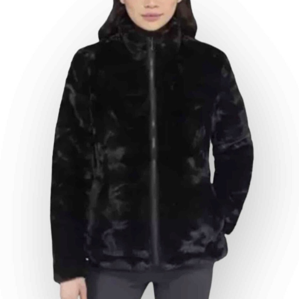 Original Nicole Miller‎ Reversible Faux Fur/ Quilted Jacket Size M Front Zipper